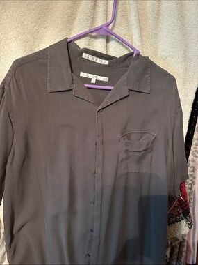 Perry Ellis Men's Short-Sleeve Button-Down Shirt - Charcoal Gray